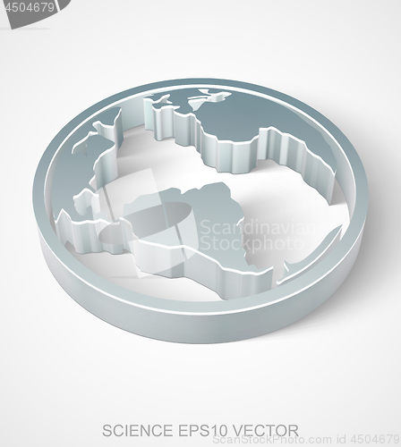 Image of Science icon: extruded Metallic Globe, EPS 10 vector.