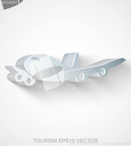 Image of Vacation icon: extruded Metallic Airplane, EPS 10 vector.