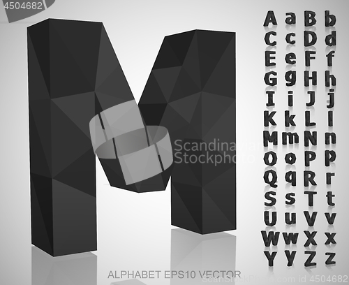 Image of Set of Gray 3D polygonal Letters with reflection. EPS 10 vector.