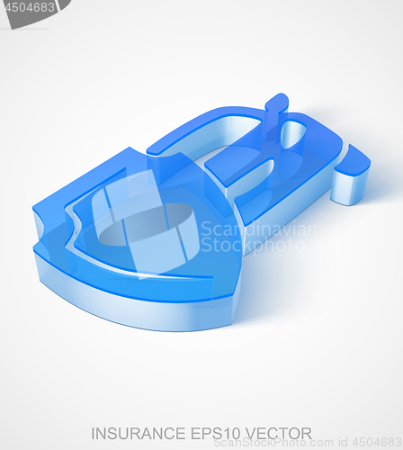 Image of Insurance icon: extruded Blue Transparent Plastic Car And Shield, EPS 10 vector.