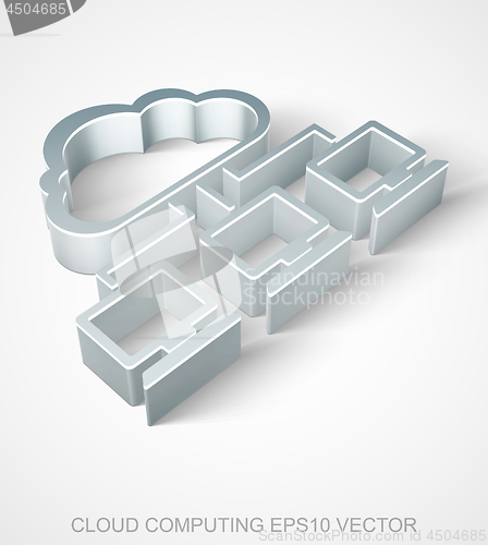 Image of Cloud technology icon: extruded Metallic Cloud Network, EPS 10 vector.