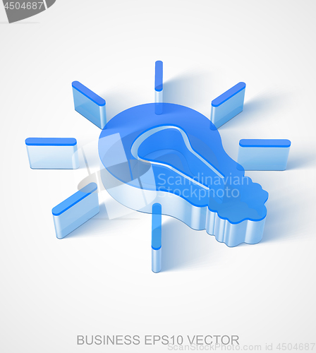 Image of Business icon: extruded Blue Transparent Plastic Light Bulb, EPS 10 vector.
