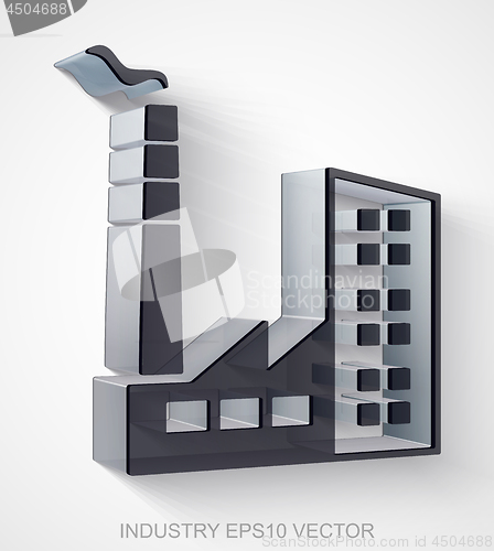 Image of Manufacuring icon: extruded Black Transparent Plastic Industry Building, EPS 10 vector.