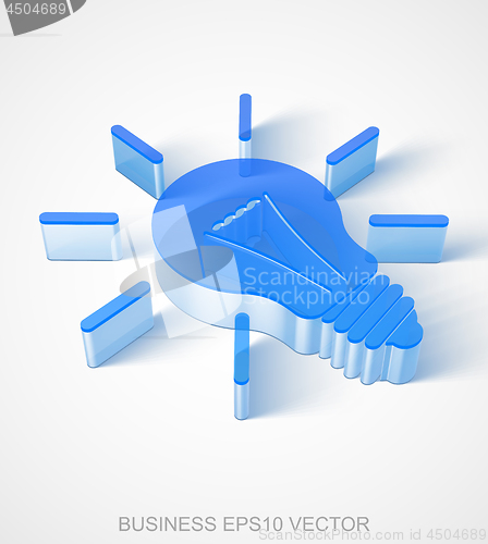 Image of Business icon: extruded Blue Transparent Plastic Light Bulb, EPS 10 vector.