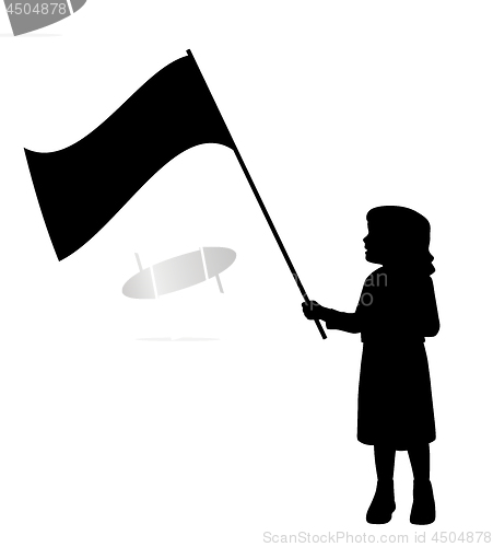 Image of Little girl holding flag