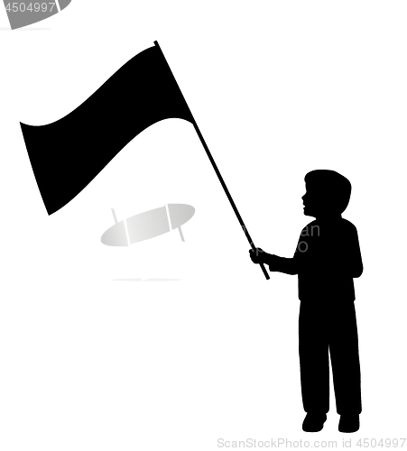 Image of Little boy holding flag