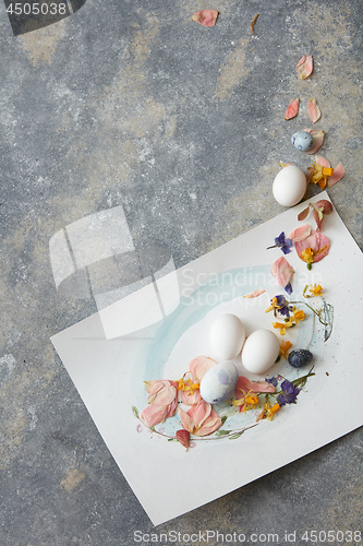 Image of Easter eggs with flowers decoration