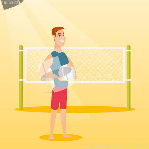 Image of Young caucasian beach volleyball player.