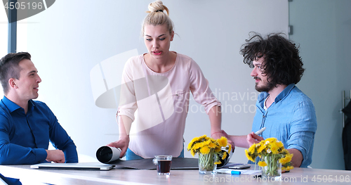 Image of Startup Business Team At A Meeting at modern office building