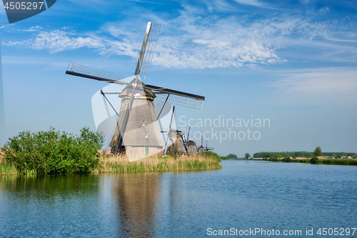 Image of Windmills at Kinderdijk in Holland. Netherlands