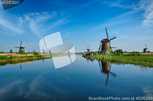 Image of Windmills at Kinderdijk in Holland. Netherlands