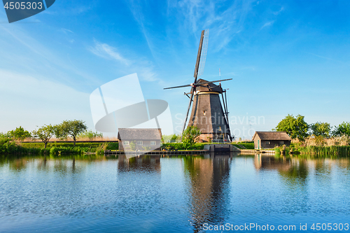 Image of Windmills at Kinderdijk in Holland. Netherlands