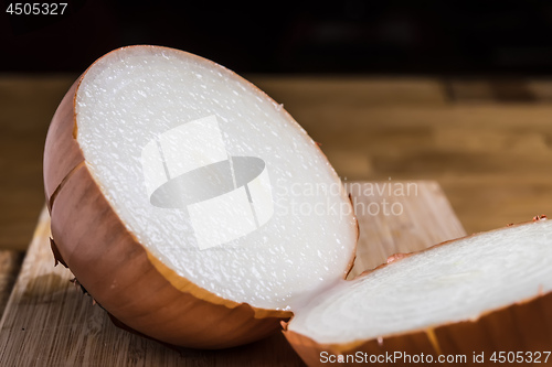 Image of Closeup of a sliced onion