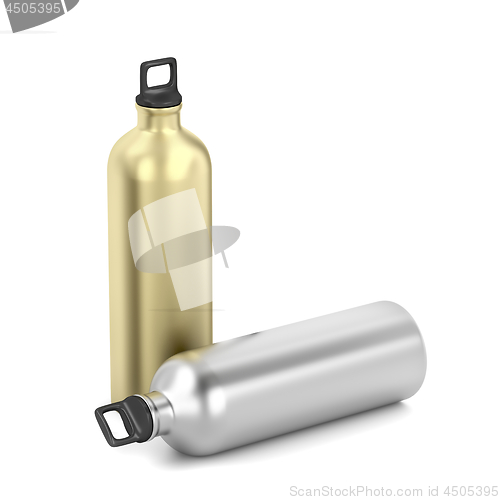 Image of Silver and gold water bottles