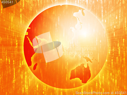 Image of Map of Asia on globe  illustration