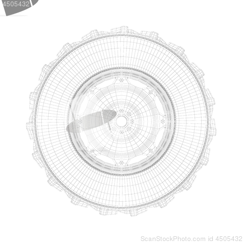 Image of 3D wire-frame model of tractor tire