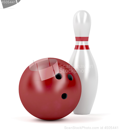 Image of Red bowling ball and pin