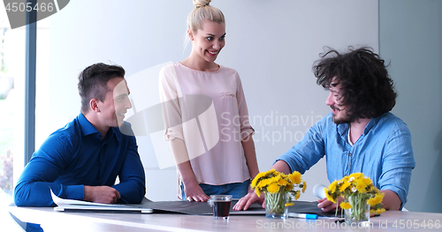 Image of Startup Business Team At A Meeting at modern office building