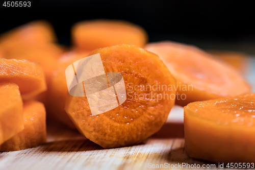 Image of Closeup of orange carot slices