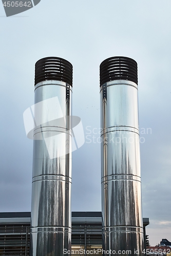 Image of Two Industrial Chimneys