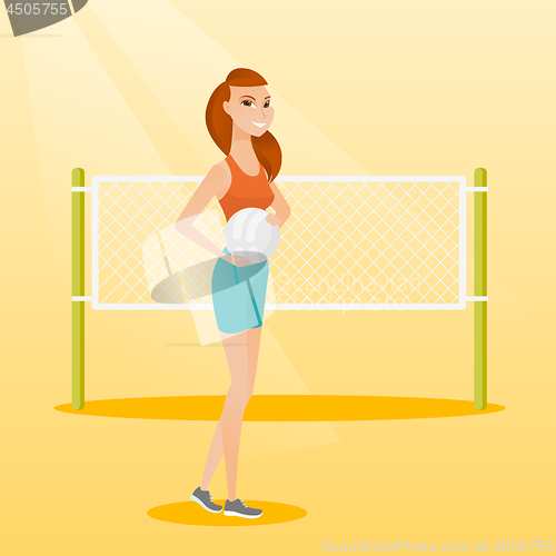 Image of Young caucasian beach volleyball player.