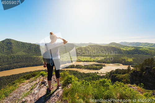 Image of Woman in Altai mountain