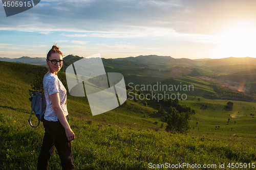 Image of Woman in Altai mountain