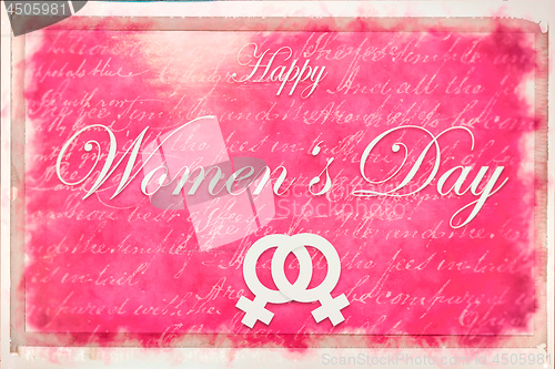 Image of Pink illustration card with text Happy Women\'s Day