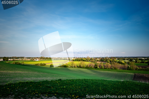 Image of View to village Maisach at sunset