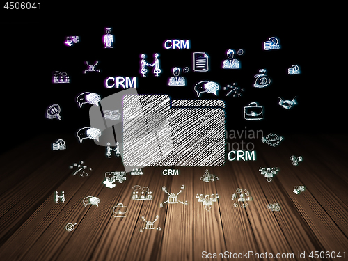 Image of Business concept: Folder in grunge dark room