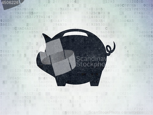 Image of Money concept: Money Box on Digital Data Paper background