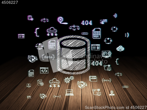 Image of Database concept: Database in grunge dark room