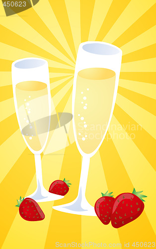 Image of Champagne and strawberries illustration