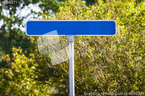 Image of Blue street sign with no text