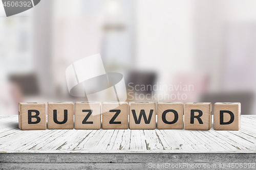 Image of Buzzword made of wooden blocks on a table