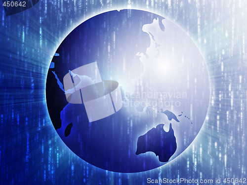 Image of Map of Asia on globe  illustration