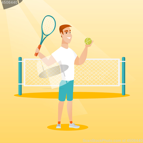 Image of Young caucasian tennis player.