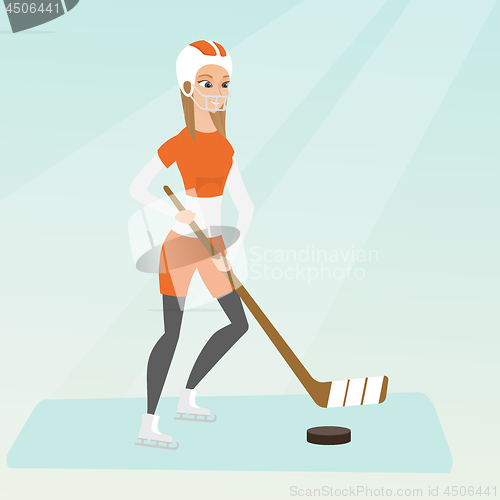 Image of Young caucasian ice hockey player.