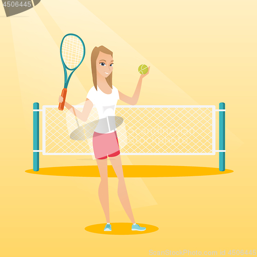 Image of Young caucasian tennis player.