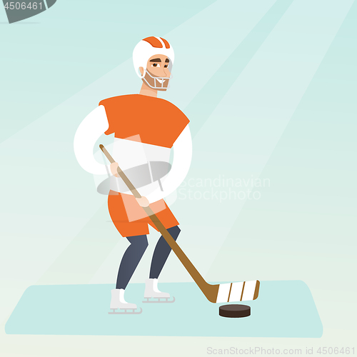 Image of Young caucasian ice hockey player.