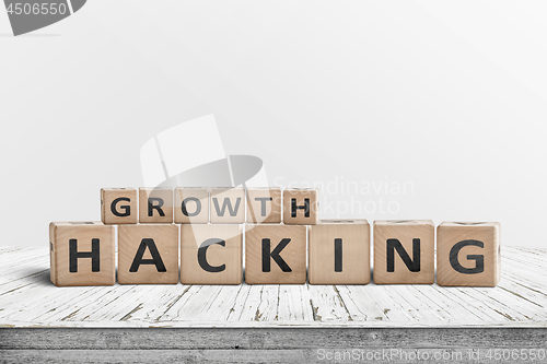 Image of Growth hacking sign on a wooden desk