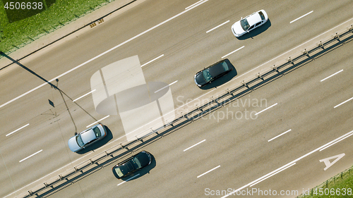 Image of Aerial view on the of expressway across city road in the Kiev city