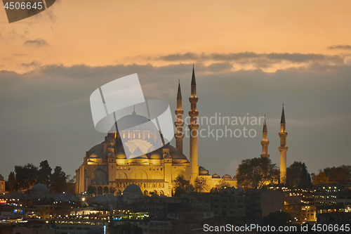 Image of The Blue Mosque in the night