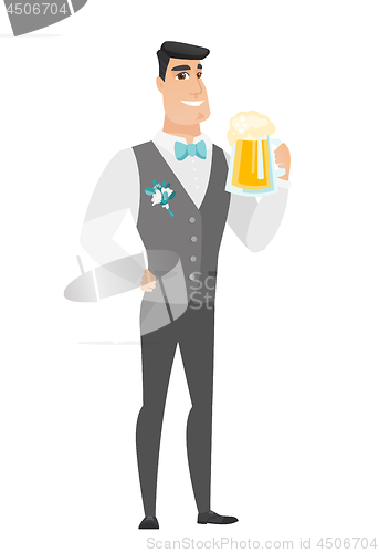 Image of Groom drinking beer vector illustration.