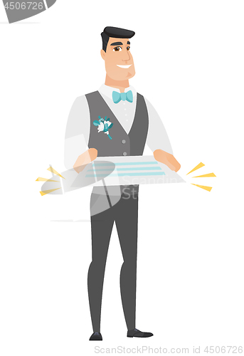 Image of Groom holding a contract vector illustration