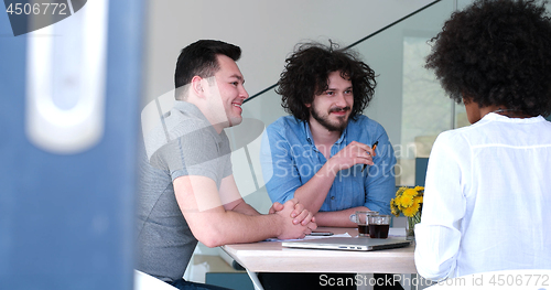 Image of Multiethnic startup business team on meeting