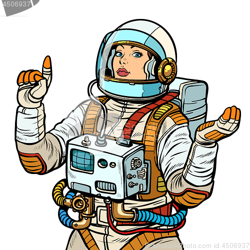 Image of woman astronaut, space exploration isolate on white background