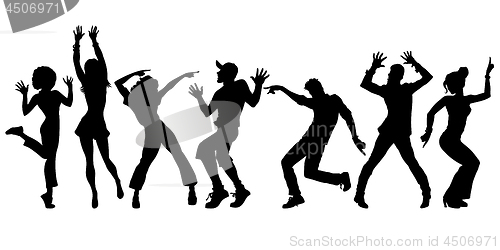 Image of silhouettes collection set. young people dancing. men women boys girls