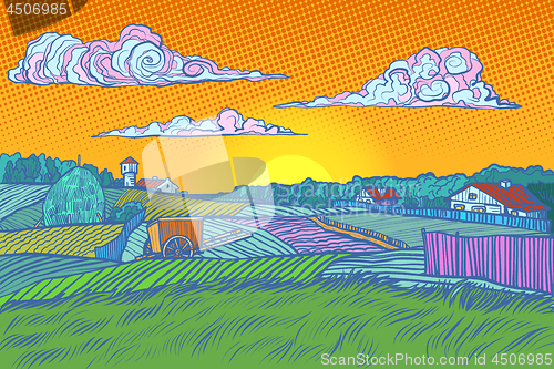 Image of rural landscape evening sunset
