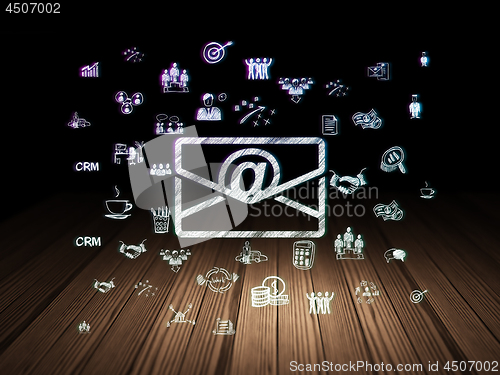 Image of Business concept: Email in grunge dark room